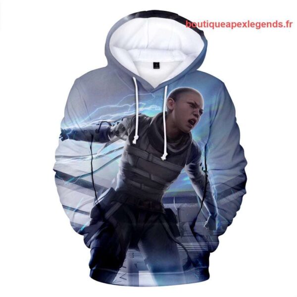 image sweat a capuche wraith apex legends couleur blanc bleu