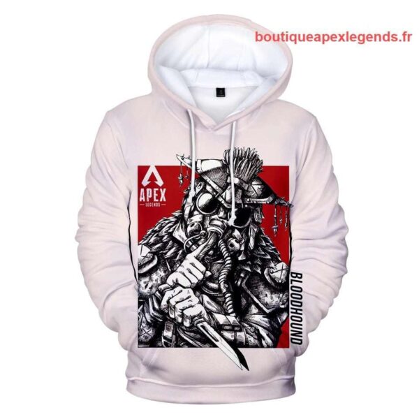 image de sweat a capuche bloodhound apex legends couleur rouge blanc