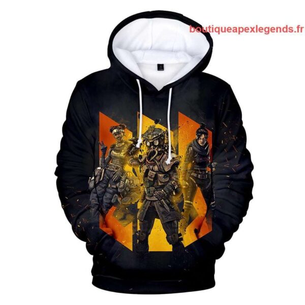 image sweat a capuche bloodhound wraith lifeline apex legends couleur noir