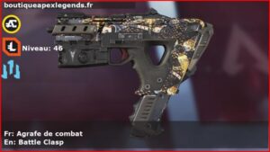 Skin Rare Agrafe de combat en français ou Battle Clasp en anglais pour l'arme Alternator du jeu vidéo apex legends