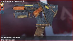 Skin Légendaire Fendeur de foin en français ou Haymaker en anglais pour l'arme Alternator du jeu vidéo apex legends