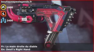 Skin Légendaire La main droite du diable en français ou Devil's Right Hand en anglais pour l'arme Alternator du jeu vidéo apex legends