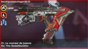 Skin Légendaire Le coureur de jupons en français ou The Swashbuckler en anglais pour l'arme Alternator du jeu vidéo apex legends