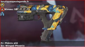 Skin Rare Phénix ailé en français ou Winged Phoenix en anglais pour l'arme Alternator du jeu vidéo apex legends