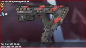 Skin Rare Soif de sang en français ou Out for Blood en anglais pour l'arme Alternator du jeu vidéo apex legends