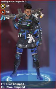 skin pour bangalore: Blue Chipped en français ou Blue Chipped en anglais , du jeu apex legends