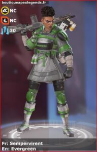 skin pour bangalore: Sempervirent en français ou Evergreen en anglais , du jeu apex legends