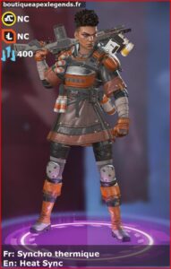 skin pour bangalore: Synchro thermique en français ou Heat Sync en anglais , du jeu apex legends