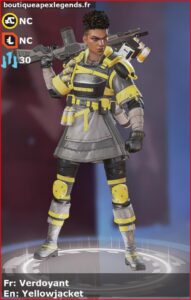 skin pour bangalore: Verdoyant en français ou Yellowjacket en anglais , du jeu apex legends