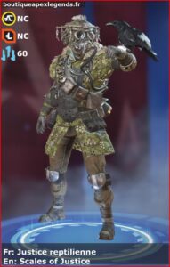 skin pour bloodhound: Justice reptilienne en français ou Scales of Justice en anglais , du jeu apex legends