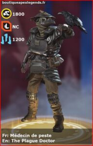 skin pour bloodhound: Médecin de peste en français ou The Plague Doctor en anglais , du jeu apex legends