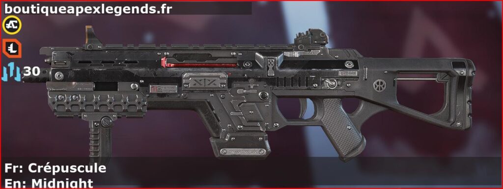 Skin Commun Crépuscule en français ou Midnight en anglais pour l'arme CAR du jeu vidéo apex legends