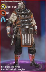 skin pour caustic: Baril de rires en français ou Barrel of Laughs en anglais , du jeu apex legends