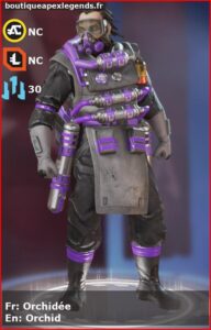 skin pour caustic: Orchidée en français ou Orchid en anglais , du jeu apex legends