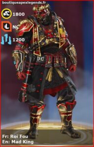 skin pour caustic: Roi Fou en français ou Mad King en anglais , du jeu apex legends