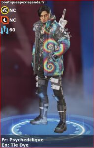 skin pour crypto: Psychedelique en français ou Tie Dye en anglais , du jeu apex legends