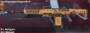 Skin Commun Bengale en français ou Bengal en anglais pour l'arme Devotion du jeu vidéo apex legends