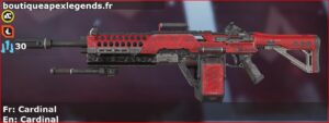 Skin Commun Cardinal en français ou Cardinal en anglais pour l'arme Devotion du jeu vidéo apex legends