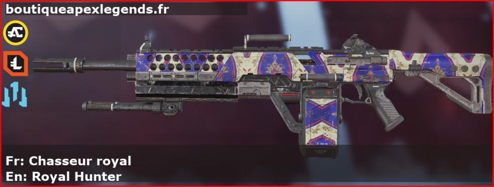 Skin Rare Chasseur royal en français ou Royal Hunter en anglais pour l'arme Devotion du jeu vidéo apex legends