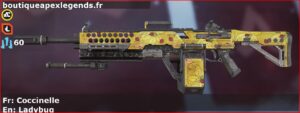 Skin Rare Coccinelle en français ou Ladybug en anglais pour l'arme Devotion du jeu vidéo apex legends