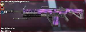 Skin Rare Jalousie en français ou Envy en anglais pour l'arme Devotion du jeu vidéo apex legends