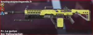 Skin Commun La guêpe en français ou Yellowjacket en anglais pour l'arme Devotion du jeu vidéo apex legends