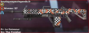 Skin Rare Le finisseur en français ou The Finisher en anglais pour l'arme Devotion du jeu vidéo apex legends