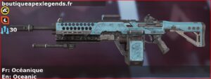 Skin Commun Océanique en français ou Oceanic en anglais pour l'arme Devotion du jeu vidéo apex legends