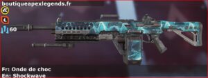 Skin Rare Onde de choc en français ou Shockwave en anglais pour l'arme Devotion du jeu vidéo apex legends