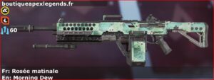 Skin Rare Rosée matinale en français ou Morning Dew en anglais pour l'arme Devotion du jeu vidéo apex legends