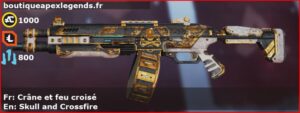 Skin Épique Crâne et feu croisé en français ou Skull and Crossfire en anglais pour l'arme EVA-8 du jeu vidéo apex legends