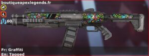 Skin Rare Graffiti en français ou Tagged en anglais pour l'arme EVA-8 du jeu vidéo apex legends