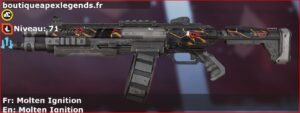 Skin Rare Molten Ignition en français ou Molten Ignition en anglais pour l'arme EVA-8 du jeu vidéo apex legends