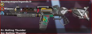 Skin Légendaire Rolling Thunder en français ou Rolling Thunder en anglais pour l'arme EVA-8 du jeu vidéo apex legends