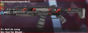 Skin Rare Soif de sang en français ou Out for Blood en anglais pour l'arme EVA-8 du jeu vidéo apex legends