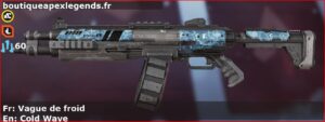 Skin Rare Vague de froid en français ou Cold Wave en anglais pour l'arme EVA-8 du jeu vidéo apex legends