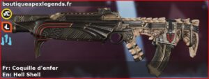 Skin Légendaire Coquille d'enfer en français ou Hell Shell en anglais pour l'arme Flatline du jeu vidéo apex legends