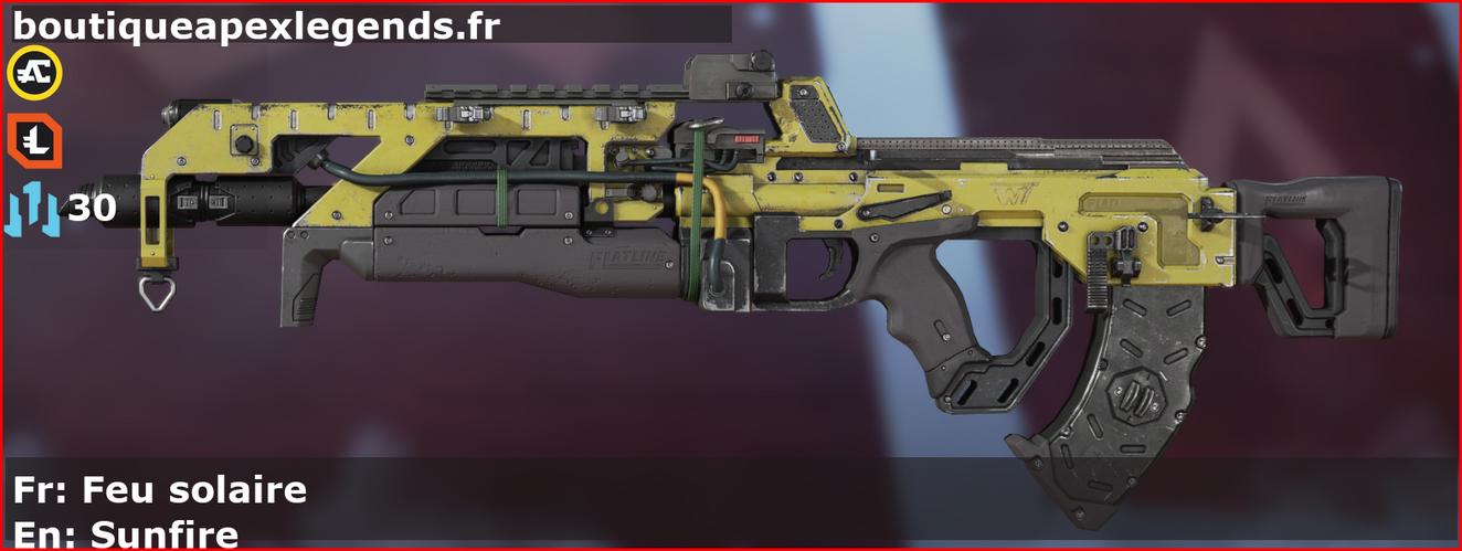 Skin Commun Feu solaire en français ou Sunfire en anglais pour l'arme Flatline du jeu vidéo apex legends