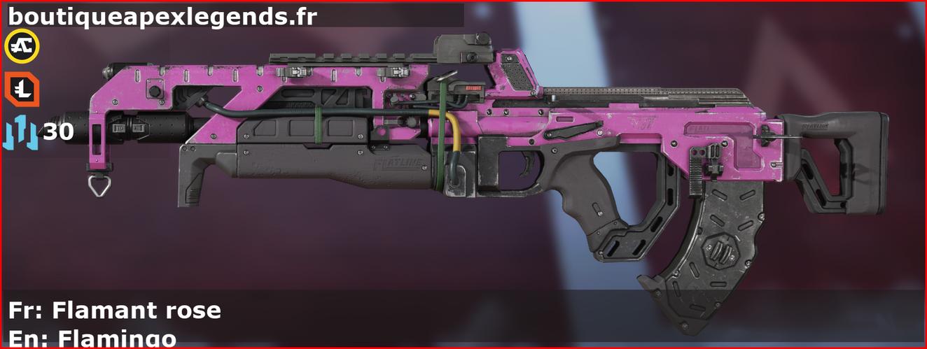 Skin Commun Flamant rose en français ou Flamingo en anglais pour l'arme Flatline du jeu vidéo apex legends