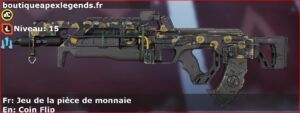 Skin Rare Jeu de la pièce de monnaie en français ou Coin Flip en anglais pour l'arme Flatline du jeu vidéo apex legends