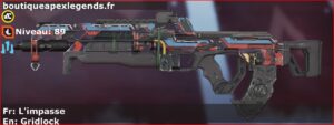 Skin Rare L'impasse en français ou Gridlock en anglais pour l'arme Flatline du jeu vidéo apex legends