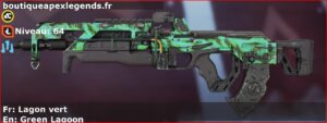 Skin Rare Lagon vert en français ou Green Lagoon en anglais pour l'arme Flatline du jeu vidéo apex legends