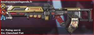 Skin Légendaire Poing serré en français ou Clenched Fist en anglais pour l'arme Flatline du jeu vidéo apex legends