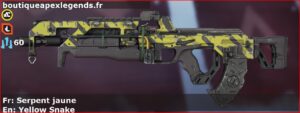 Skin Rare Serpent jaune en français ou Yellow Snake en anglais pour l'arme Flatline du jeu vidéo apex legends