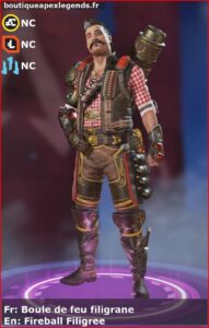 skin pour fuse: Boule de feu filigrane en français ou Fireball Filigree en anglais , du jeu apex legends