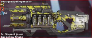 Skin Rare Serpent jaune en français ou Yellow Snake en anglais pour l'arme Fusil à charge du jeu vidéo apex legends