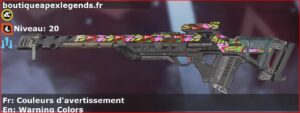 Skin Rare Couleurs d'avertissement en français ou Warning Colors en anglais pour l'arme Fusil triple du jeu vidéo apex legends