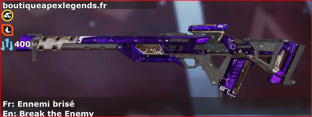 Skin Épique Ennemi brisé en français ou Break the Enemy en anglais pour l'arme Fusil triple du jeu vidéo apex legends