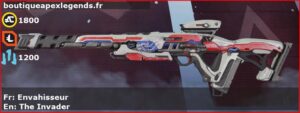 Skin Légendaire Envahisseur en français ou The Invader en anglais pour l'arme Fusil triple du jeu vidéo apex legends