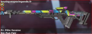 Skin Rare Fête foraine en français ou Fun Fair en anglais pour l'arme Fusil triple du jeu vidéo apex legends